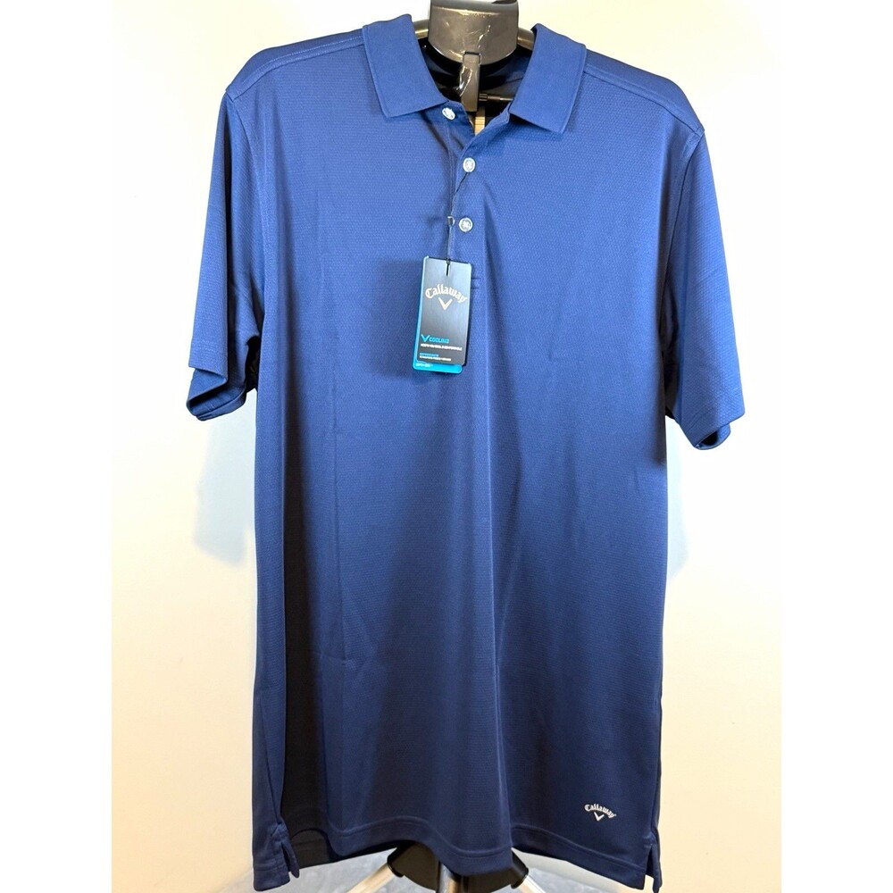 Callaway Opti-Dri Polo Men's LT Blue Solid Short Sleeve Collared Button Logo